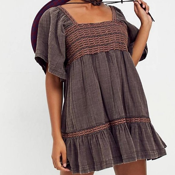 Free People Dresses & Skirts - Free People Easy To Love Mini Dress Espresso Beans (Brown) NWT